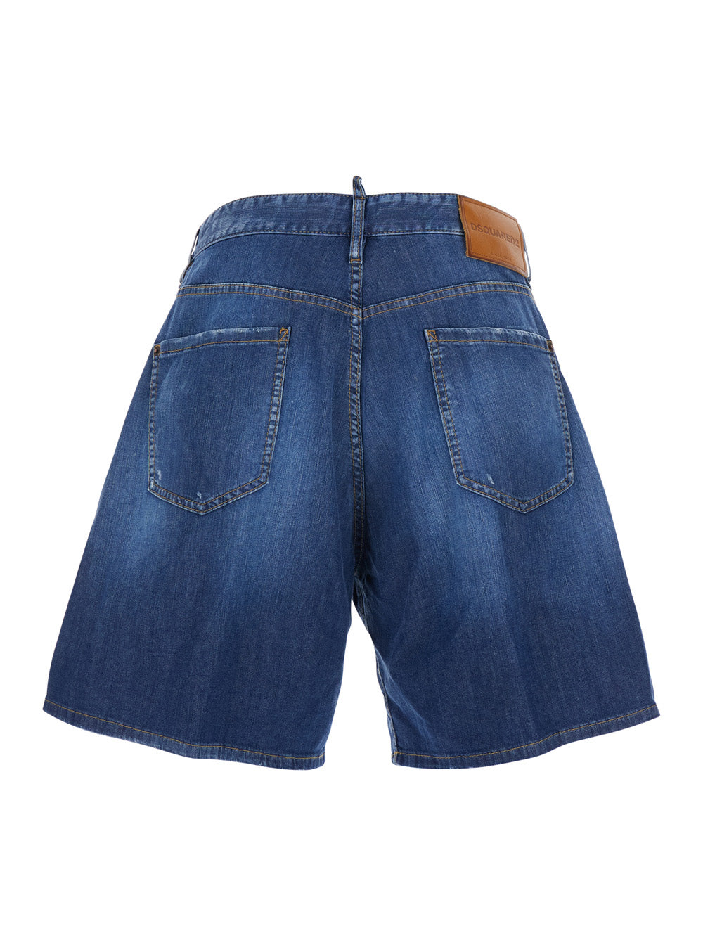Denim Shorts Blue With Five-Pocket Details In Cotton For Men Blu Elastane And Bermuda