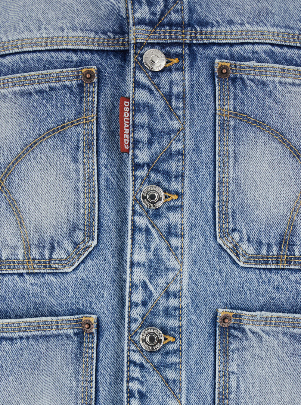 Mens 70s Jacket with Classic Collar and Four Front Pockets in Light Blue Denim Cotton Outerwear