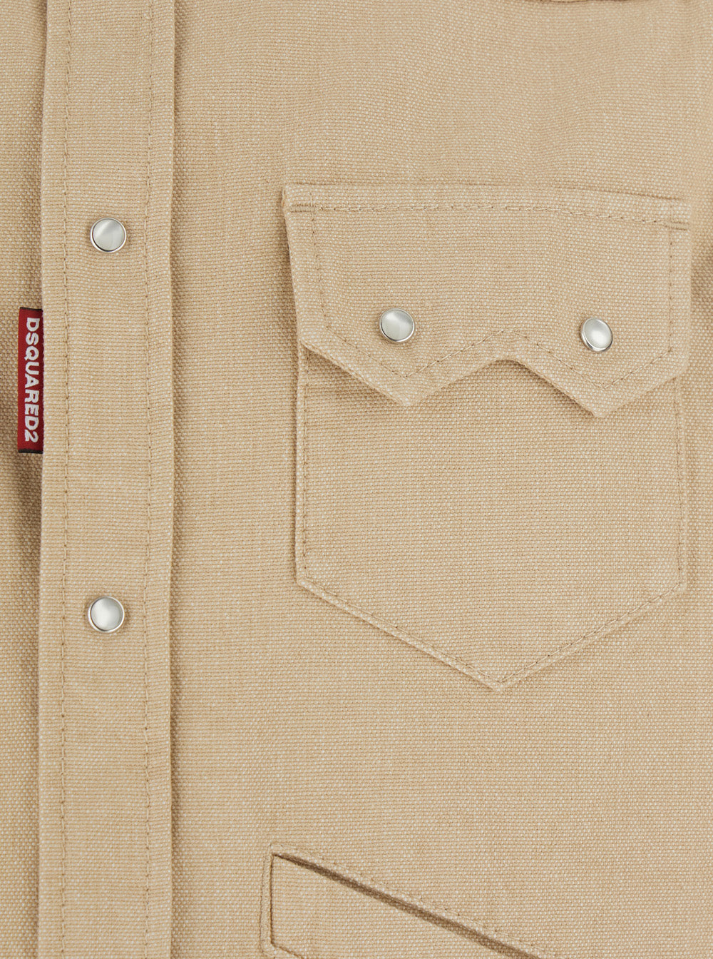 Beige Cotton Jacket with Classic Collar and Applied Pockets for Men Outerwear
