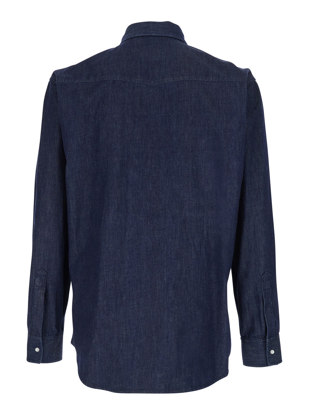 Blue Denim Shirt with Classic Collar and Two Applied Pockets for Men Blu Cotton Blouses