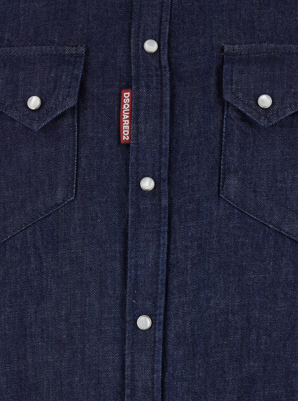 Blue Denim Shirt with Classic Collar and Two Applied Pockets for Men Blu Cotton Blouses