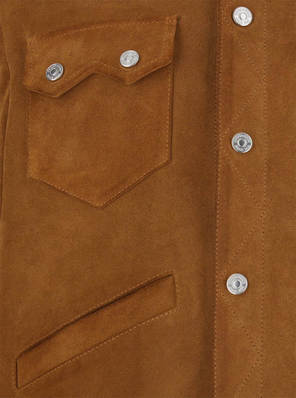 Brown Suede Jacket with Classic Collar and Front Pockets for Men Outerwear