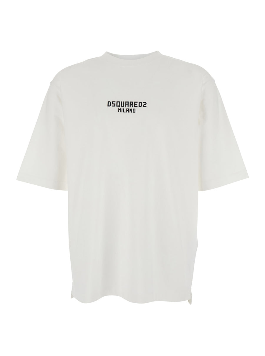 T-Shirt With Logo Print White Cotton T-shirts