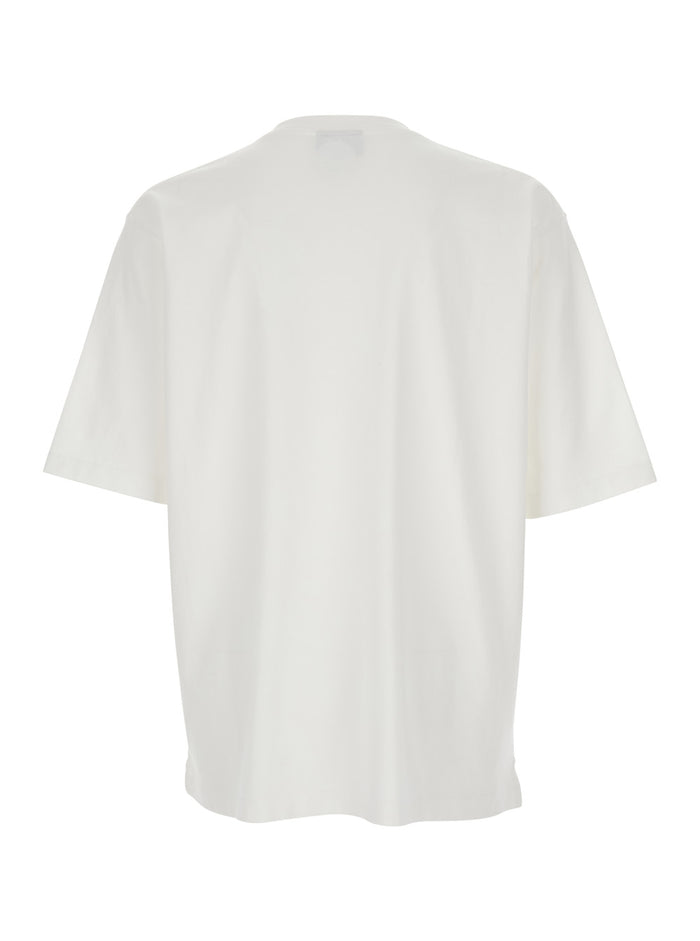 T-shirt DSQUARED2 with Logo Print on the Front in White Cotton for Men Tshirts And Polo Shirts