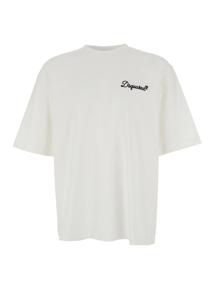 T-shirt Embroidered Logo Crew Neck Short Sleeve White Men Cotton Tshirts And Polo Shirts