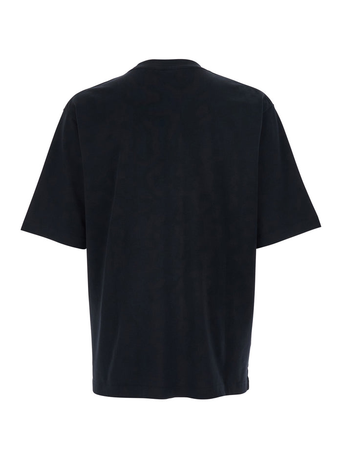 Black DSQUARED2 T-shirt with Embroidered Logo on Chest for Men Cotton Tshirts And Polo Shirts