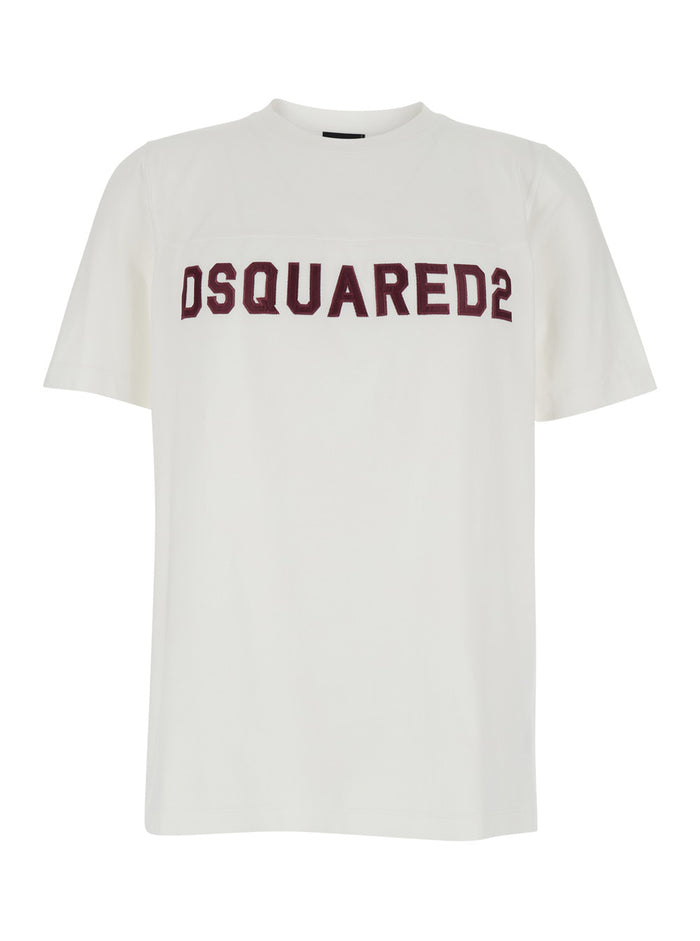 White T-shirt with Embroidered Logo on Chest for Men Cotton Tshirts And Polo Shirts