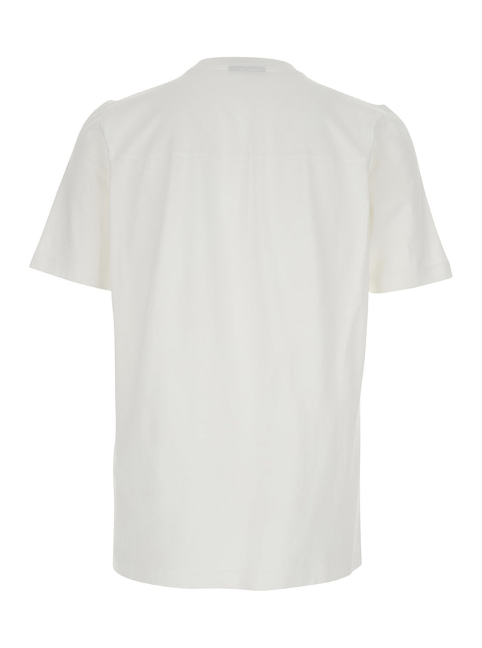 White T-shirt with Embroidered Logo on Chest for Men Cotton Tshirts And Polo Shirts
