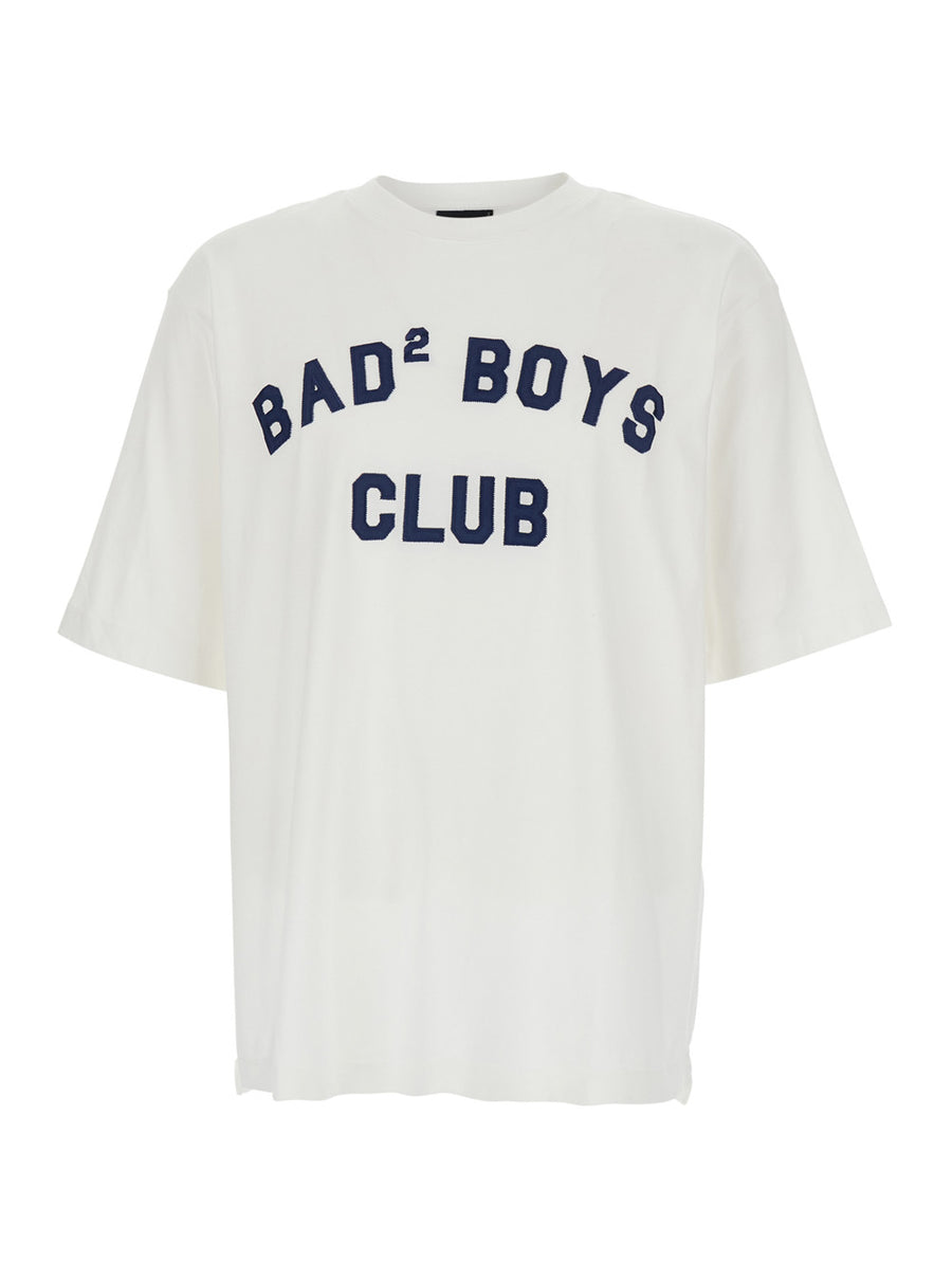 T-Shirt With Front Logo Print, White Cotton T-shirts