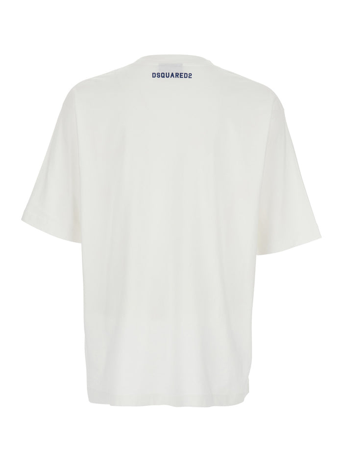 White T-shirt with Logo Print on the Front for Men Cotton Tshirts And Polo Shirts