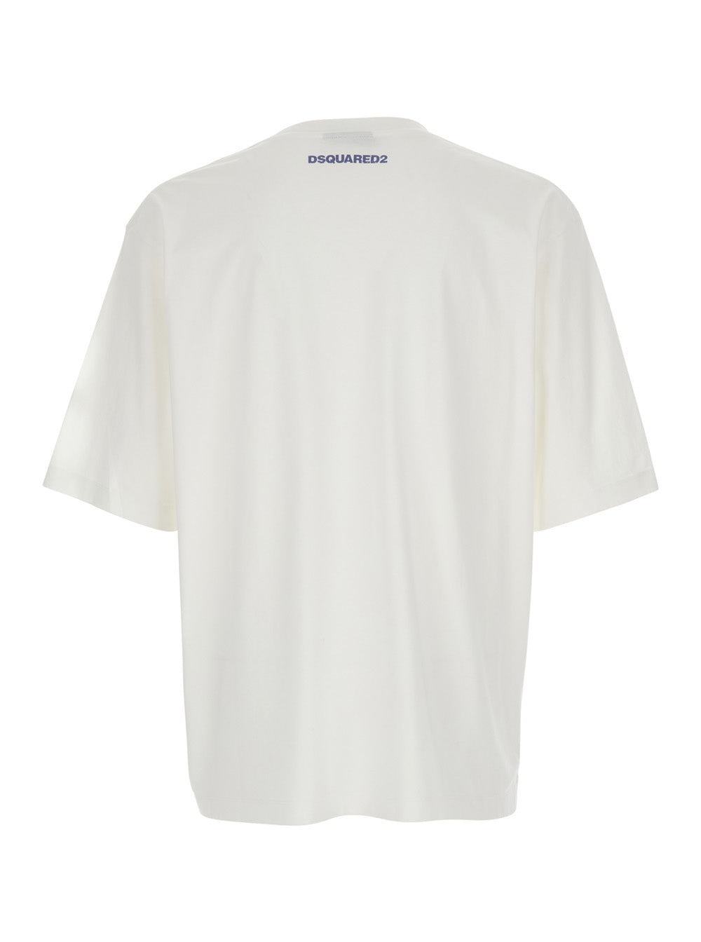 Mens White Cotton Crew Neck T-Shirt with Front Print Tshirts And Polo Shirts