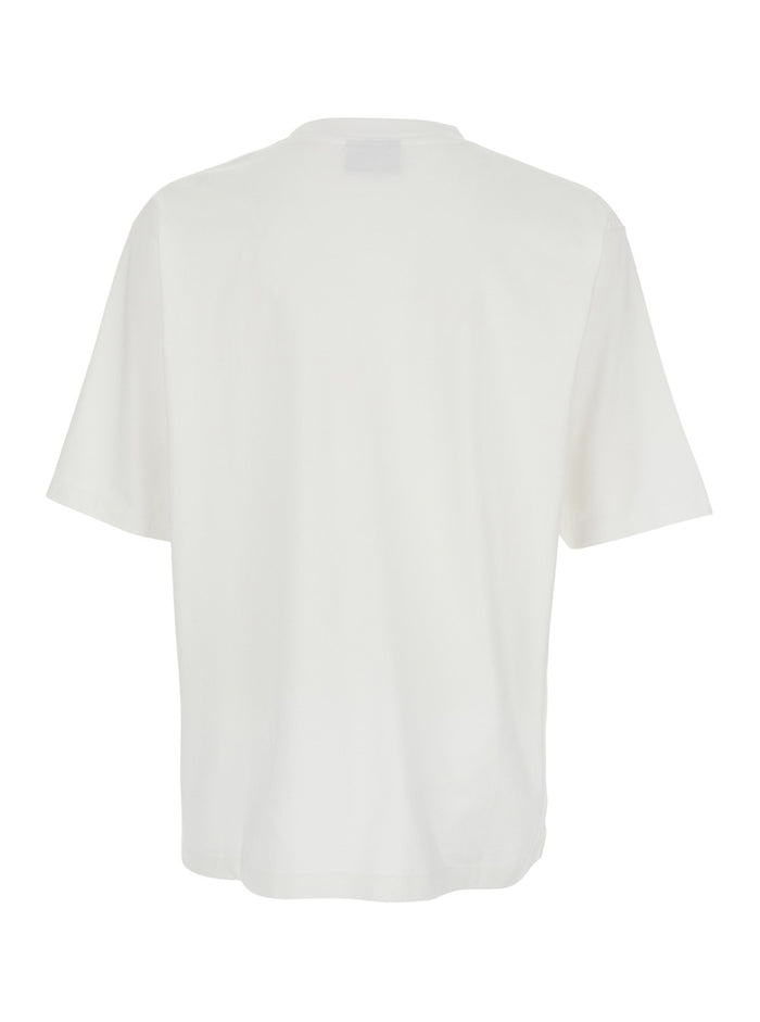 White T-shirt with Logo Print on the Front for Men Cotton Tshirts And Polo Shirts