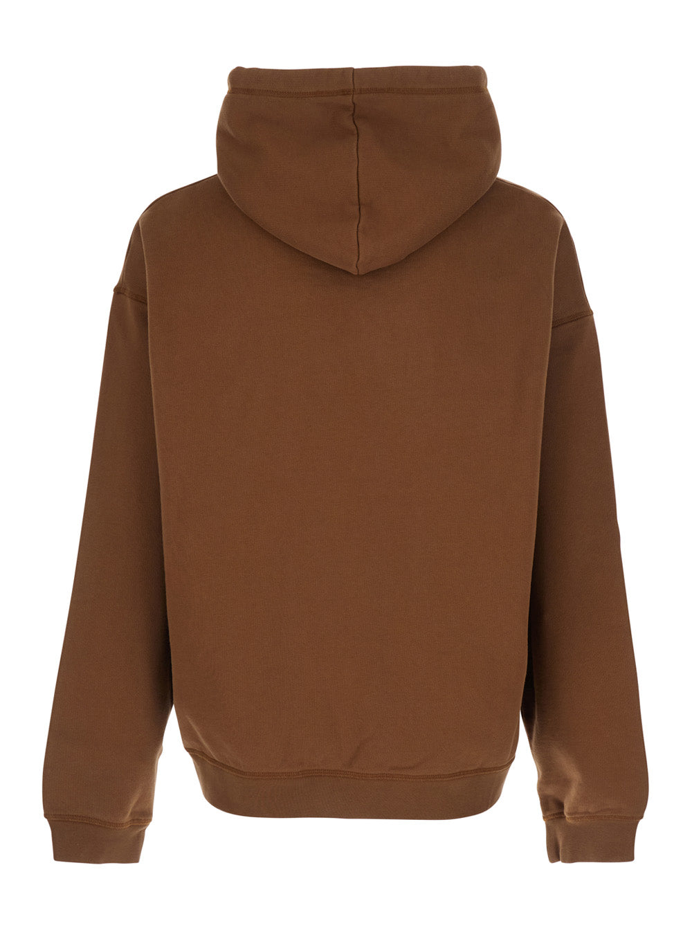 Brown Hoodie with Drawstring and Logo Lettering on the Front in Cotton for Men Sweatshirts