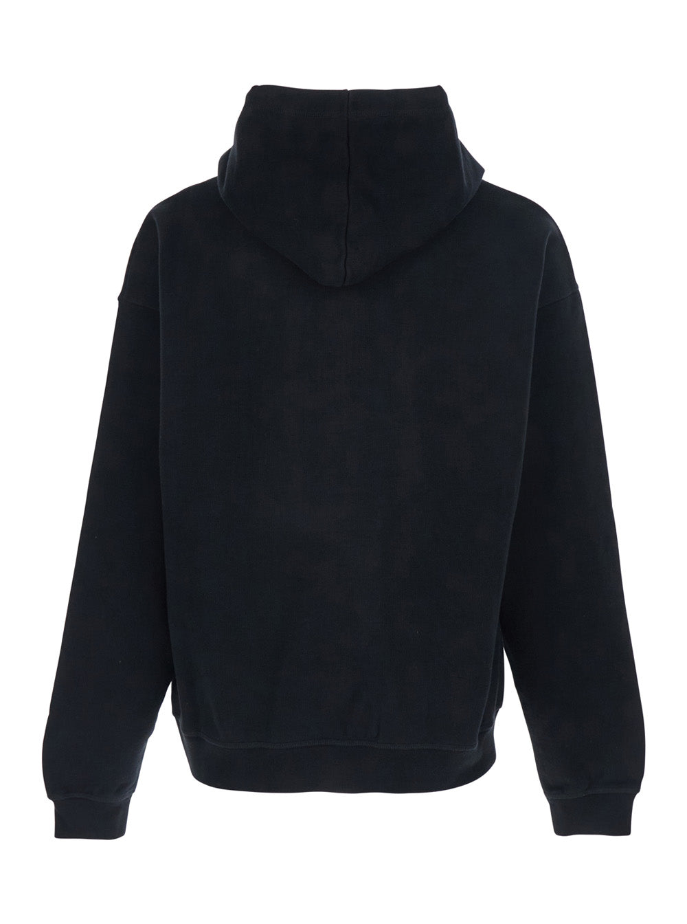 Black Hoodie with Drawstring and Lettering Logo on the Front in Cotton for Men Sweatshirts