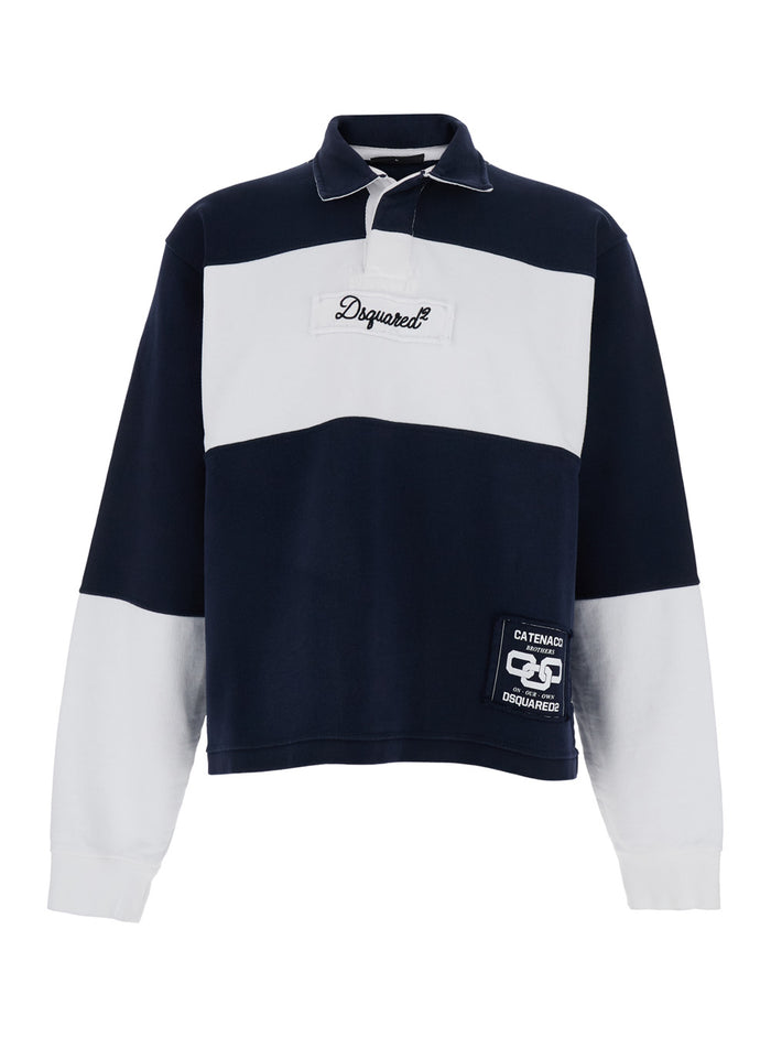 Multicolor Rugby Fit Long Sleeve Crew Neck Sweater for Men Cotton Jersey