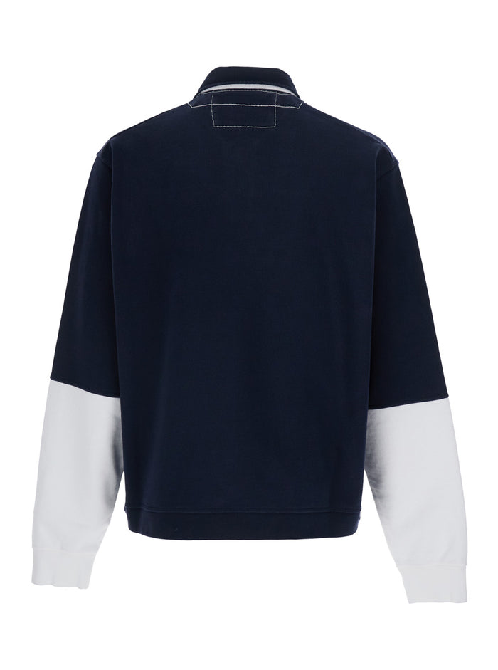 Multicolor Rugby Fit Long Sleeve Crew Neck Sweater for Men Cotton Jersey