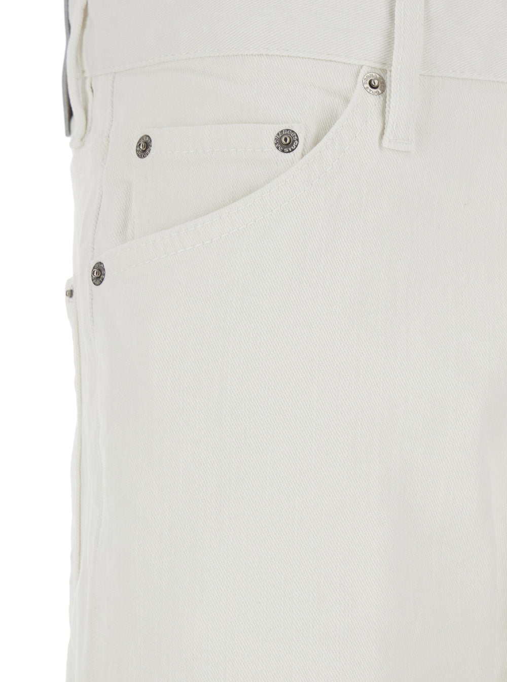 Five-pocket jeans with logo patch on the back in white cotton for men Elastane