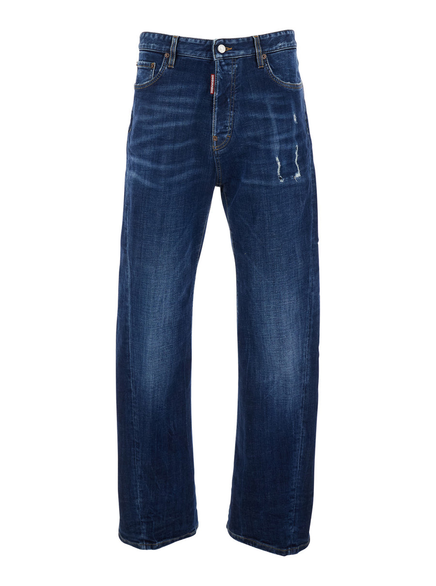 Jeans Five-Pocket Blue Denim Cotton