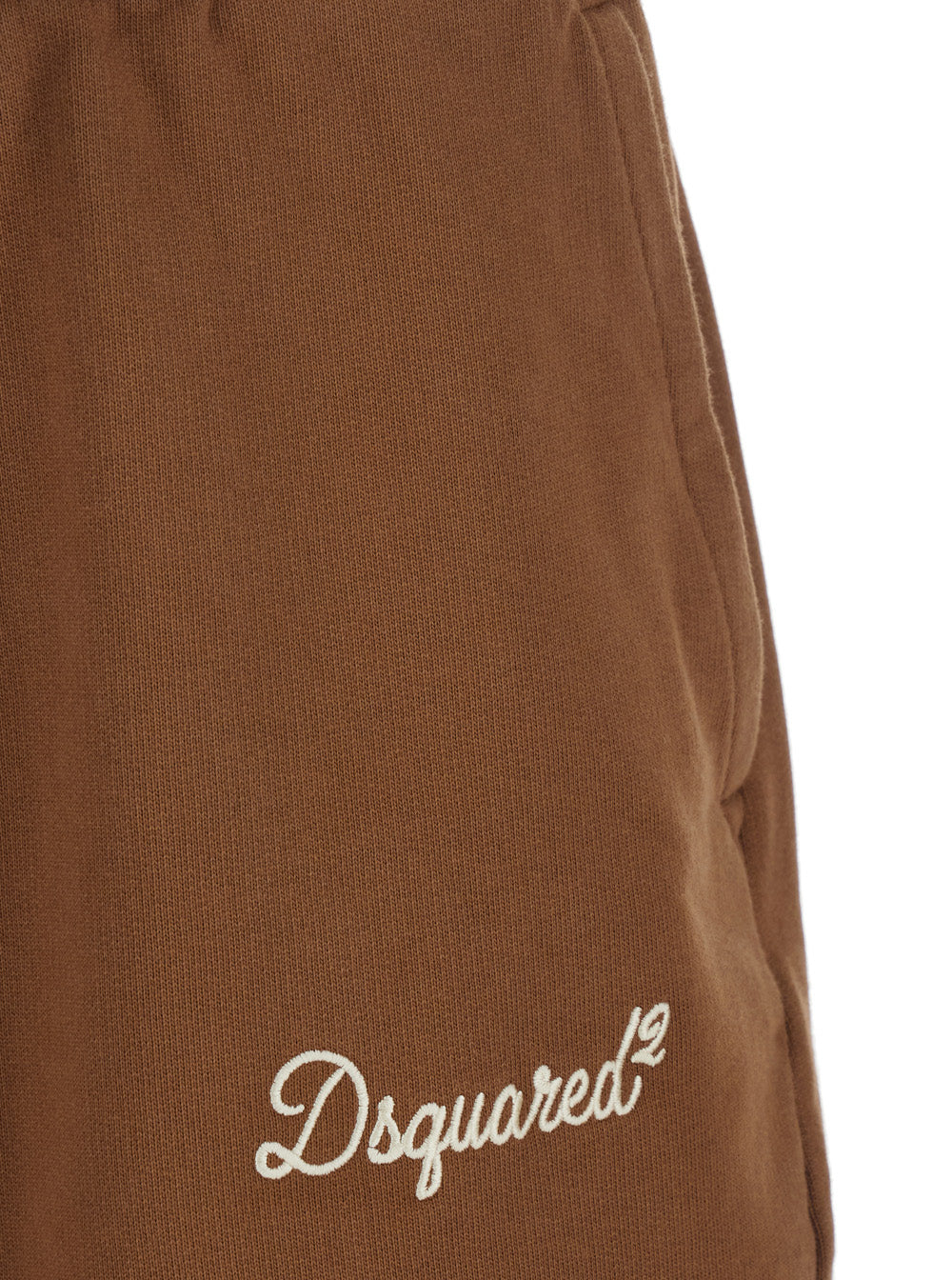 DSQUARED2 Shorts with Drawstring Waist and Logo Lettering on the Front in Brown Cotton for Women Bermuda
