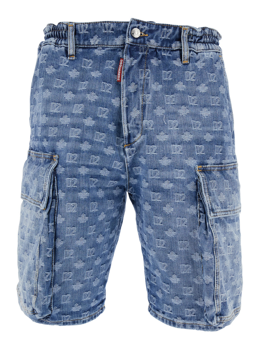 Mens Denim Five-Pocket Shorts Blue Cotton