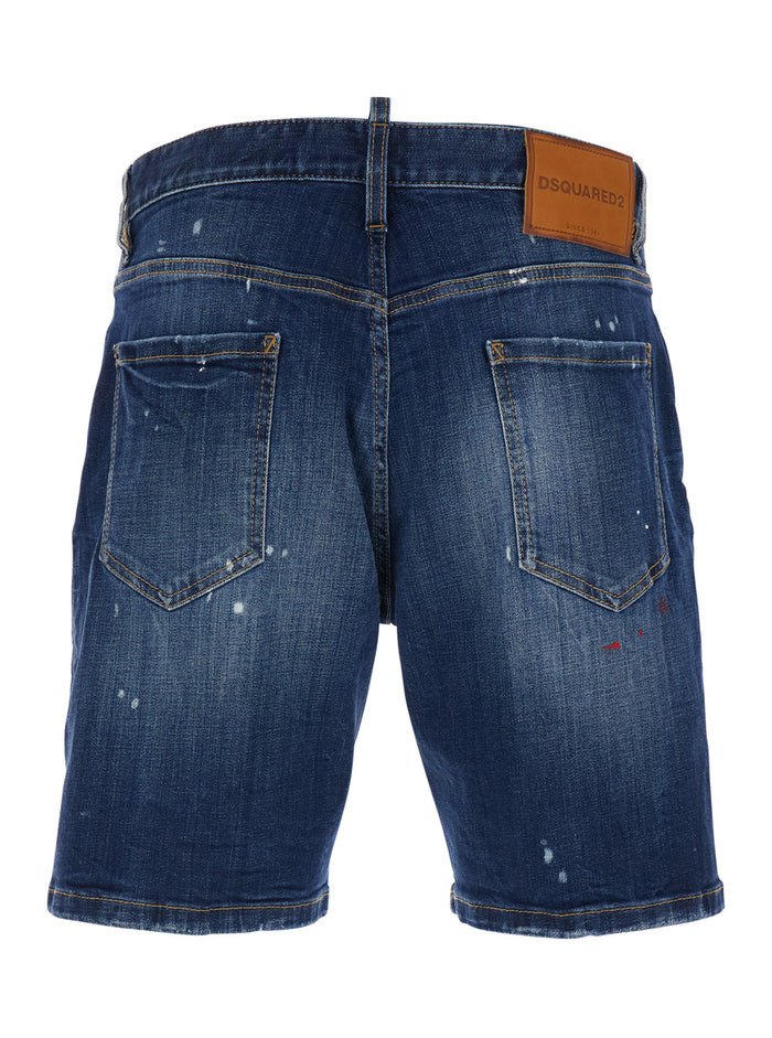 Shorts MARINE with faded effect in blue denim for men Blu Cotton And Bermuda