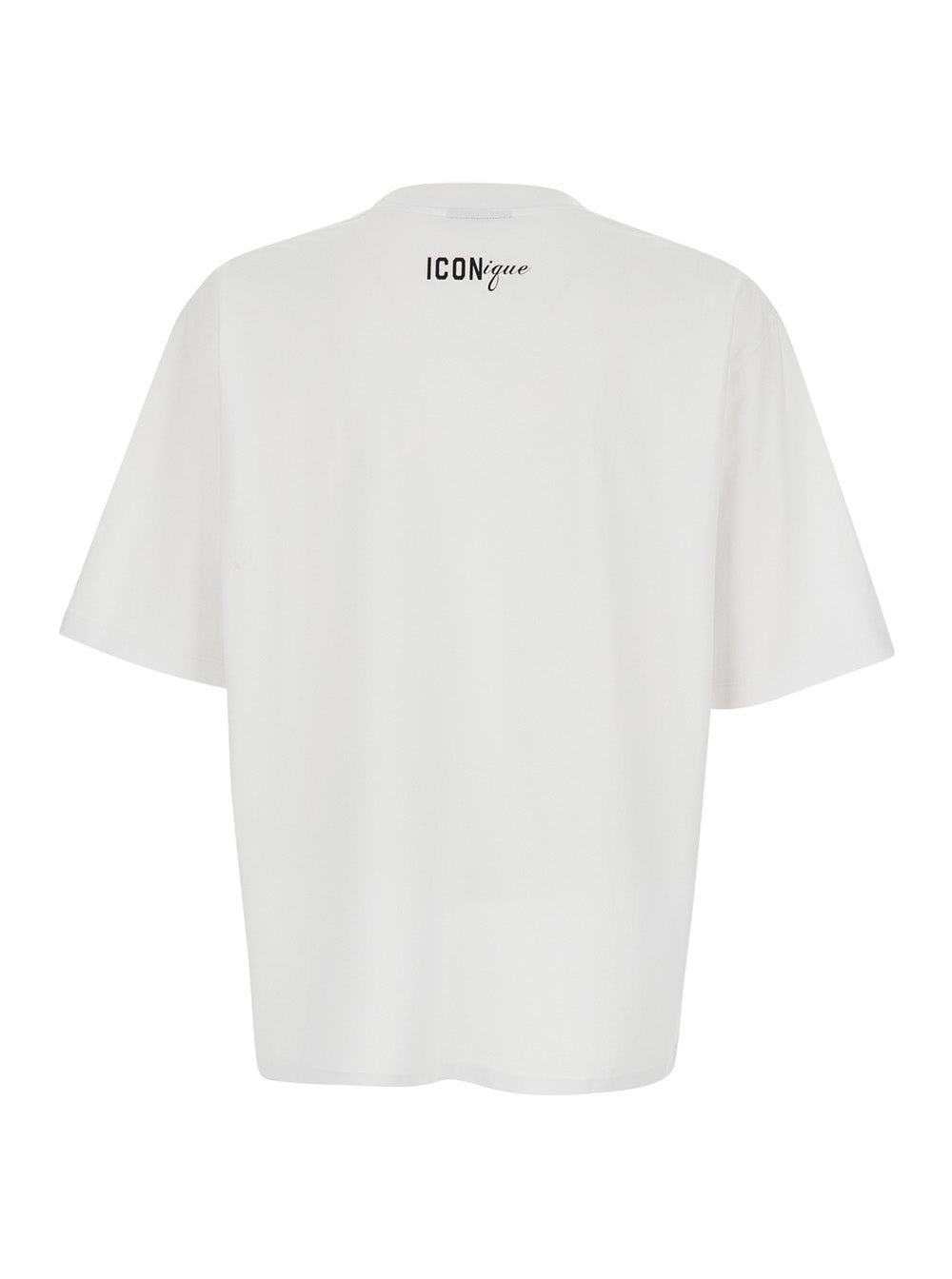 White T-shirt with Front Print and Logo on the Back for Men Cotton Tshirts Polo Shirts