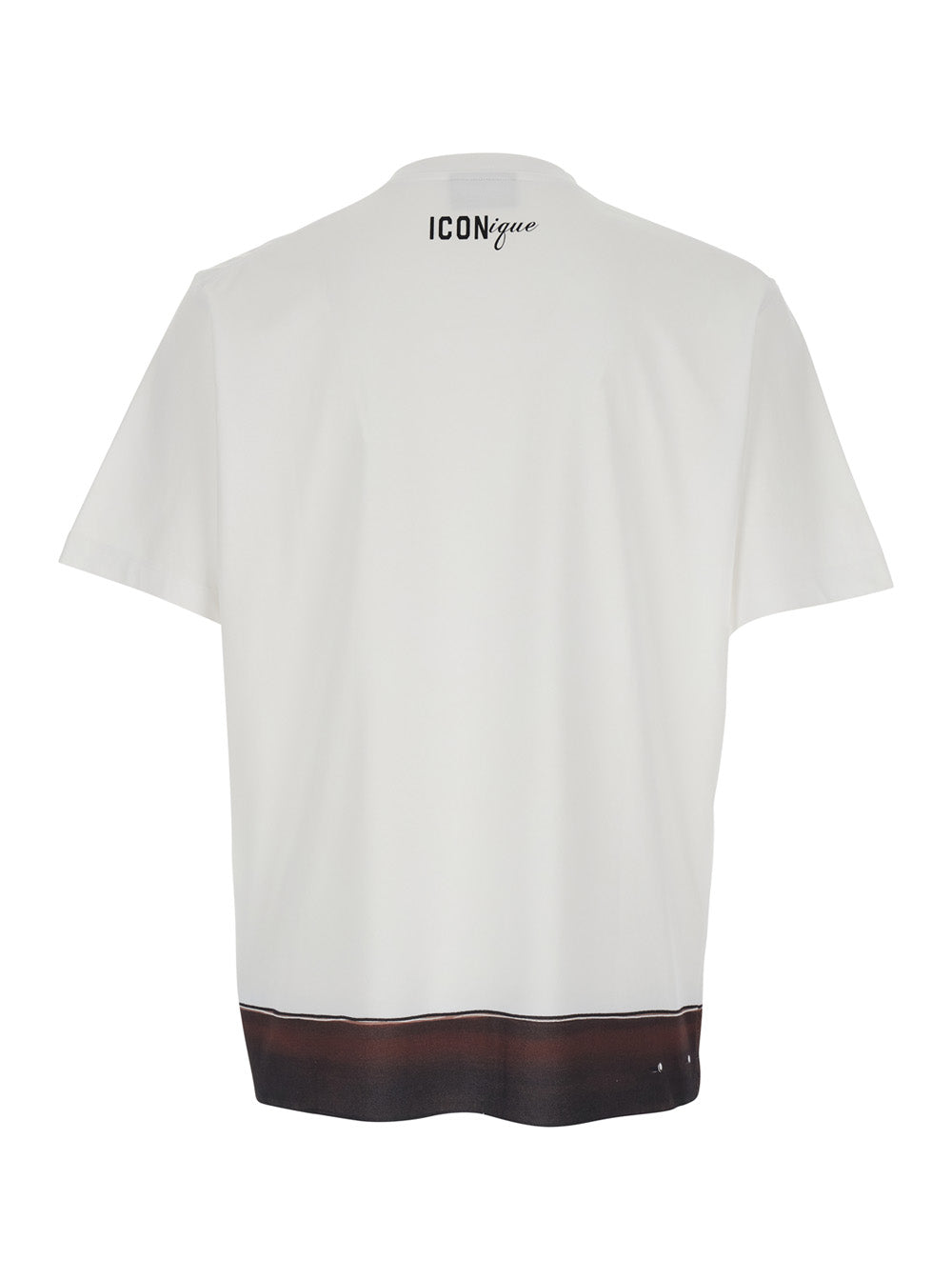 White T-shirt with Raised Collar and Front Back Print in Cotton for Men Tshirts Polo Shirts