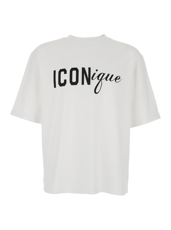 T-Shirt With Raised Collar, White Cotton T-shirts