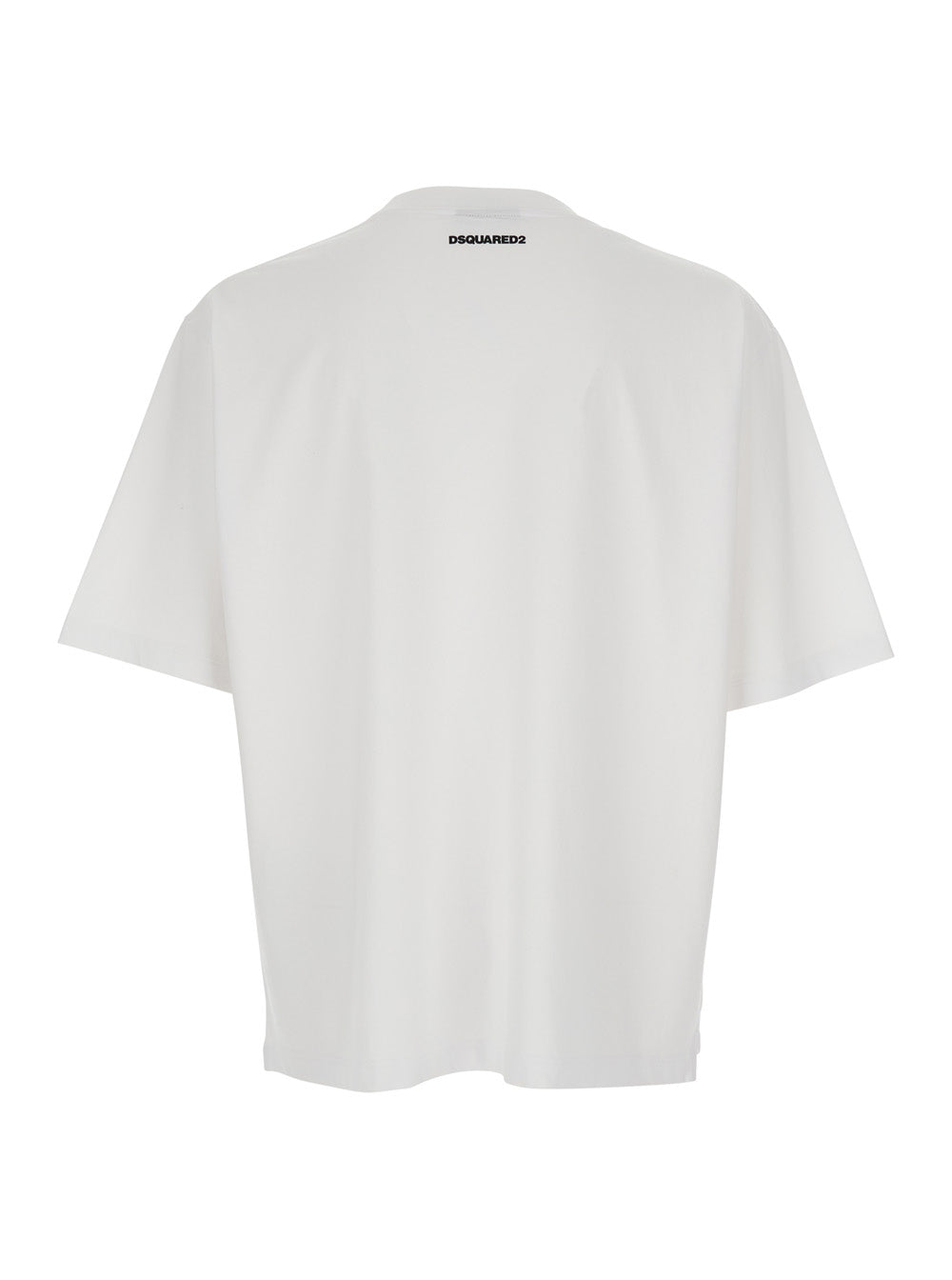 White T-Shirt with Raised Collar and Maxi Logo on the Front in Cotton for Men Tshirts Polo Shirts