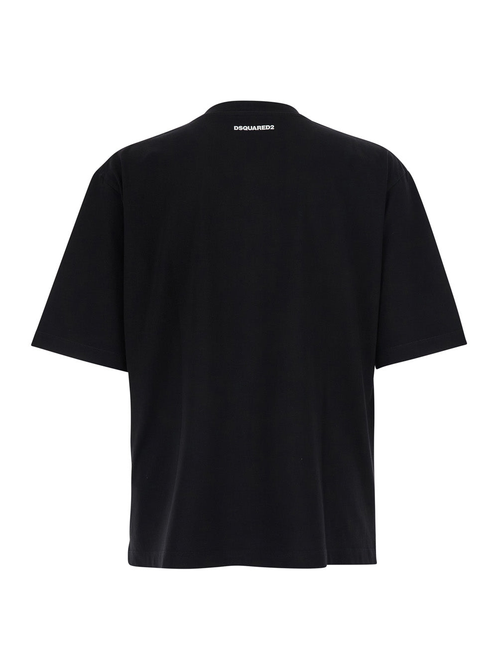 Black T-Shirt Iconique Loose Fit With Round Neck And Logo Print On The Front In Mens Cotton Tshirts Polo Shirts