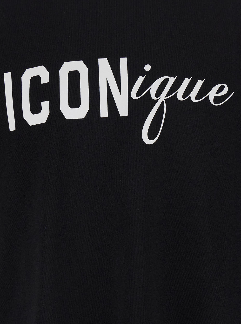 Black T-Shirt Iconique Loose Fit With Round Neck And Logo Print On The Front In Mens Cotton Tshirts Polo Shirts