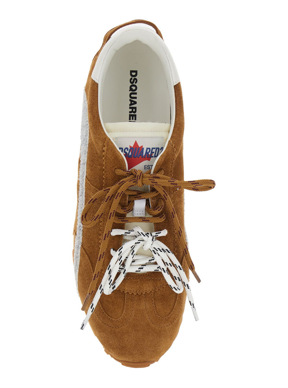 DC-642 Brown Sneakers with Leather Upper Calf Polyamide Elastane