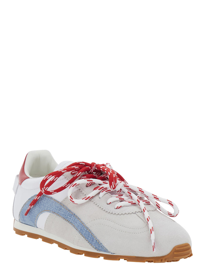 White Sneakers DC-642 with Contrast Detail on the Back in Leather for Men Calf Polyamide Elastane