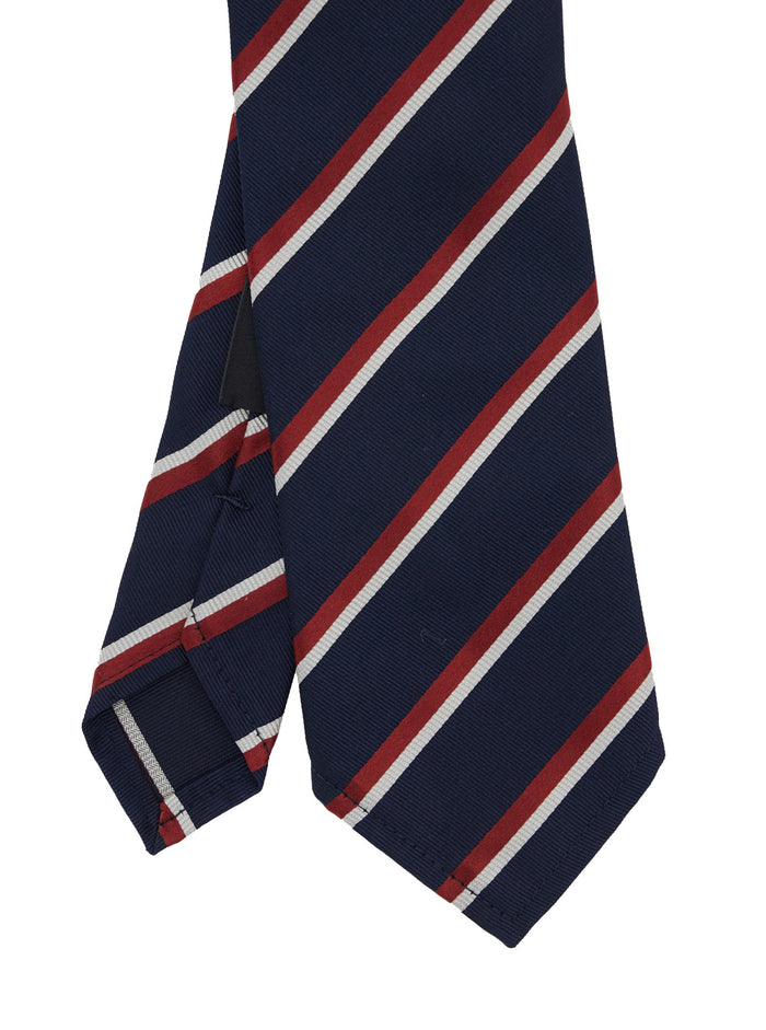 Blue Tie with All-Over Striped Motif for Men Blu Silk Papillon And Ties