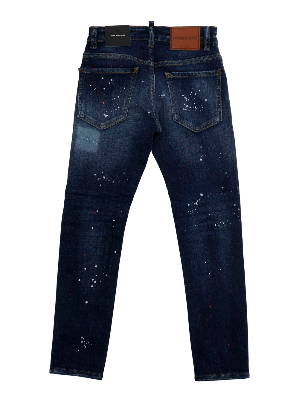 Blue Jeans with Five-Pocket Design and Logo Patch on the Back in Cotton for Kids Blu Elastane Trousers