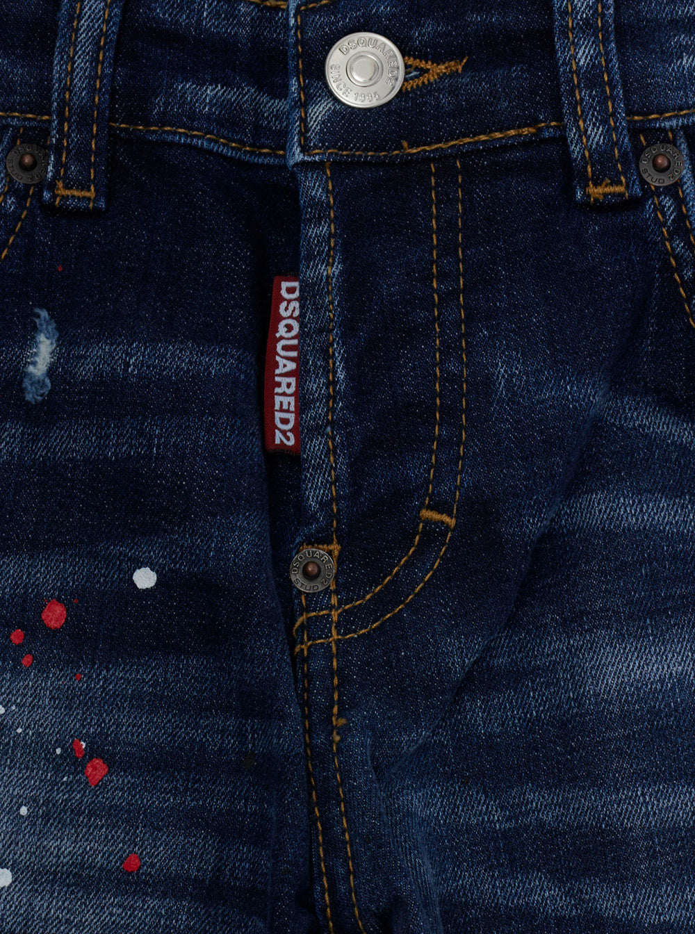 Blue Jeans with Five-Pocket Design and Logo Patch on the Back in Cotton for Kids Blu Elastane Trousers