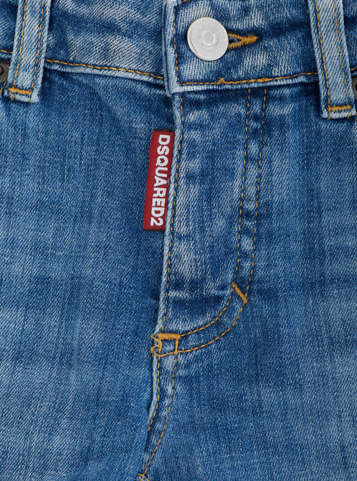 Jeans Jennifer with Logo Patch on the Back and Ripped Details Front in Blue Denim for Girls Blu Cotton Elastane Trousers