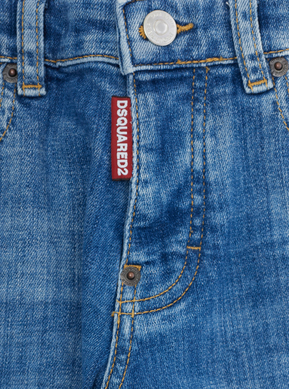 Jeans Stanislav with Logo Patch on the Back and Ripped Details Front in Blue Denim for Kids Blu Cotton Elastane