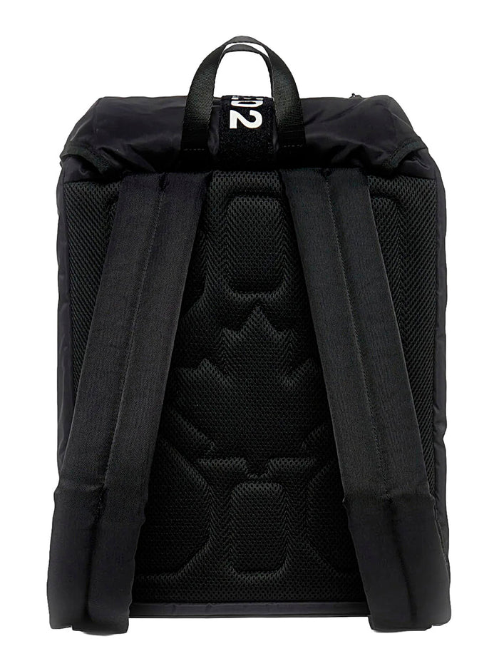 Backpack with Adjustable Straps and Lettering Logo on Front in Black Tech Fabric for Kids Nylon Backpacks Belt Bags