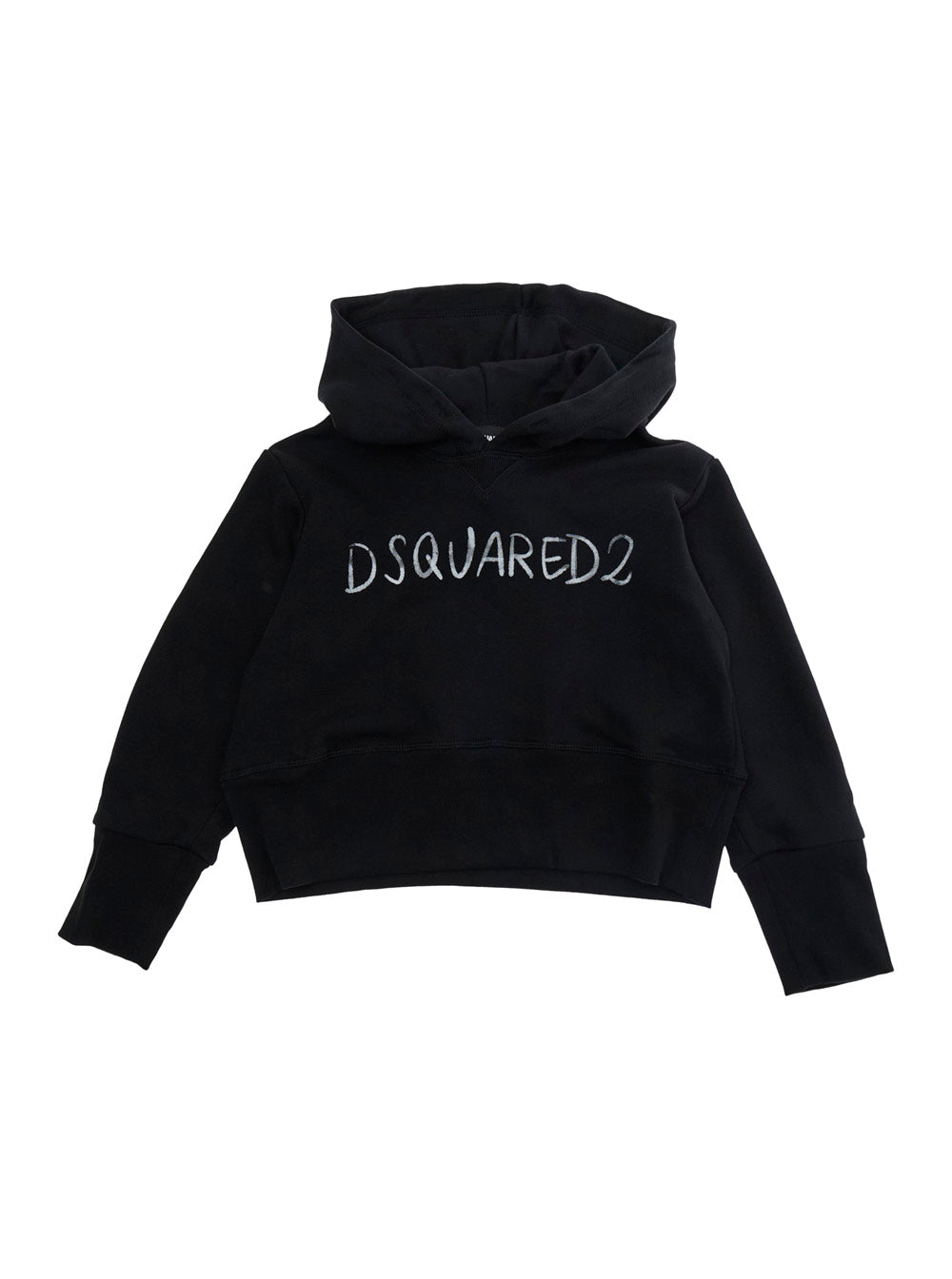 Sweatshirt DQ3179D0AGQD2S949FDQ900 Black with Hood and Front Logo in Cotton Men Sweatshirts