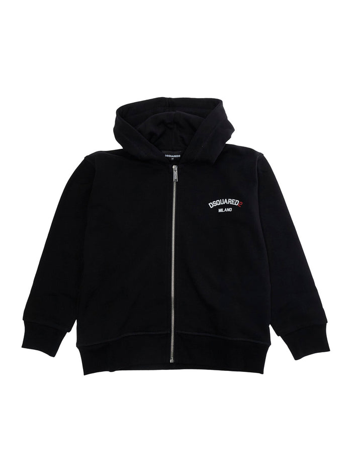 Black Sweatshirt UNISEX SLOUCH FIT SWEAT-SHIRT with Logo on the Front in Cotton for Men Sweatshirts