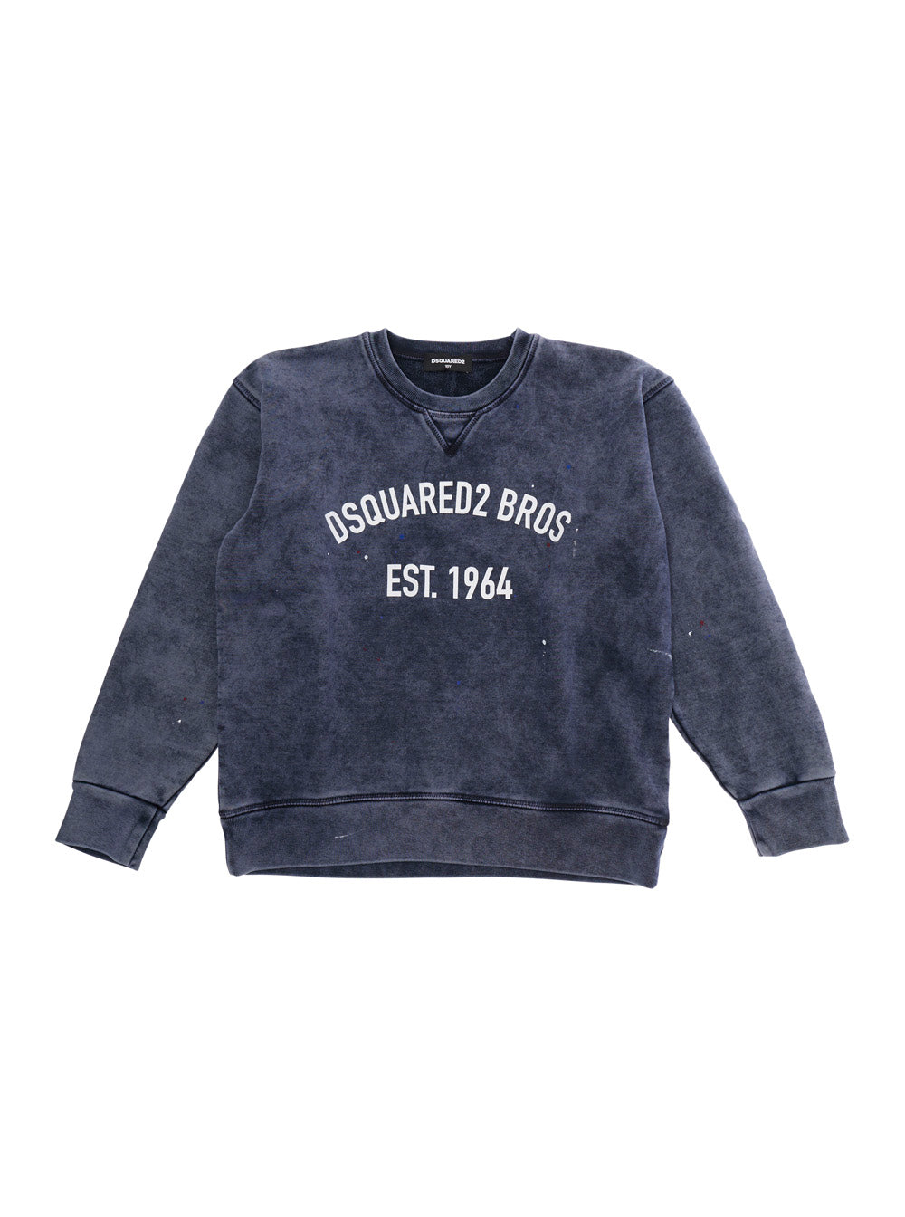 Dark Blue Cotton Crewneck Sweatshirt with Printed Logo on the Front for Kids Blu Sweatshirts