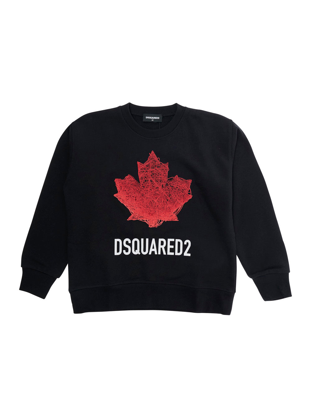 Crewneck Sweatshirt with Logo Lettering on the Front in Black Cotton for Kids Sweatshirts