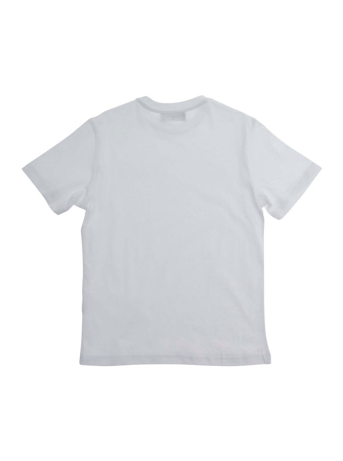 Crew Neck T-Shirt with Logo Lettering on the Front in White Cotton for Kids Tshirts And Polo Shirts