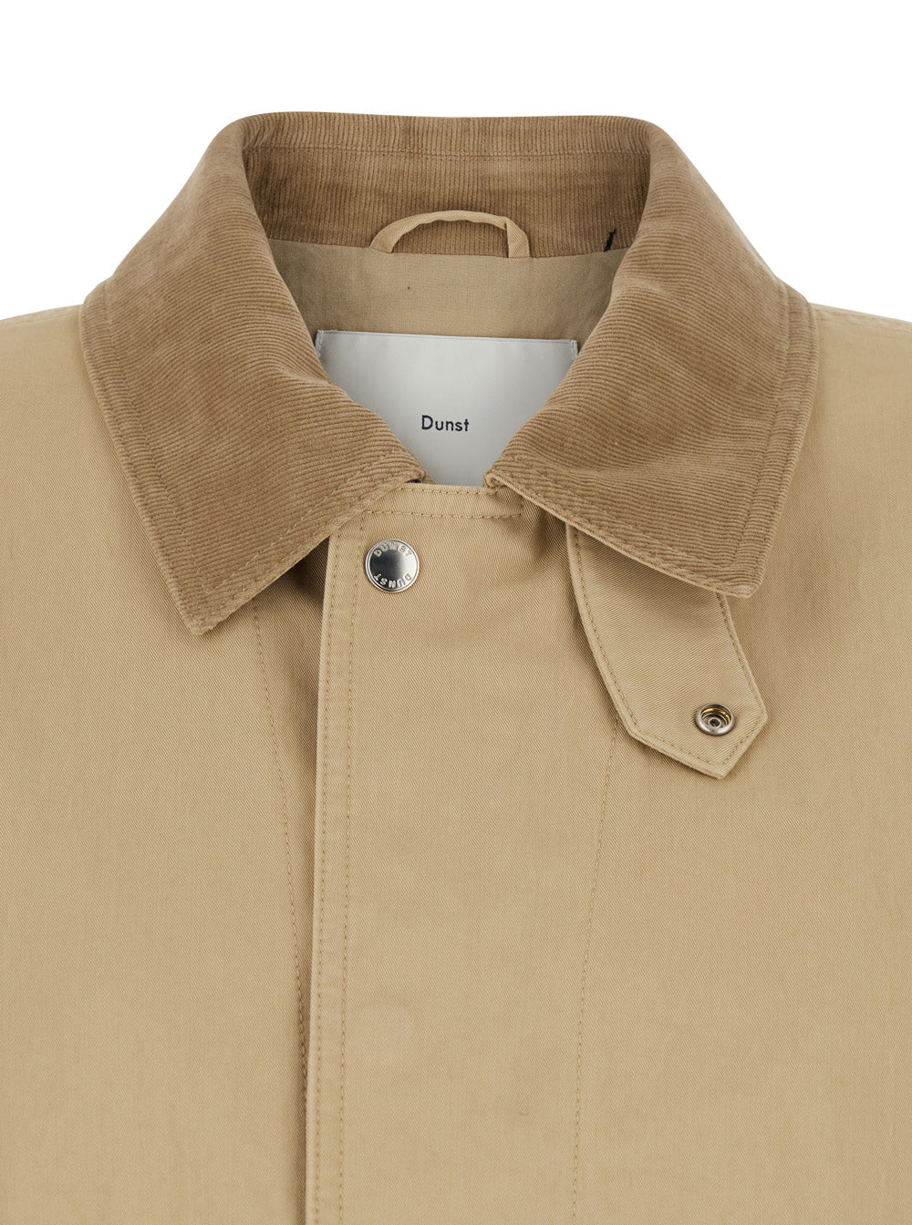 Beige Cotton Ribbed Collar Jacket for Women Nylon Outerwear