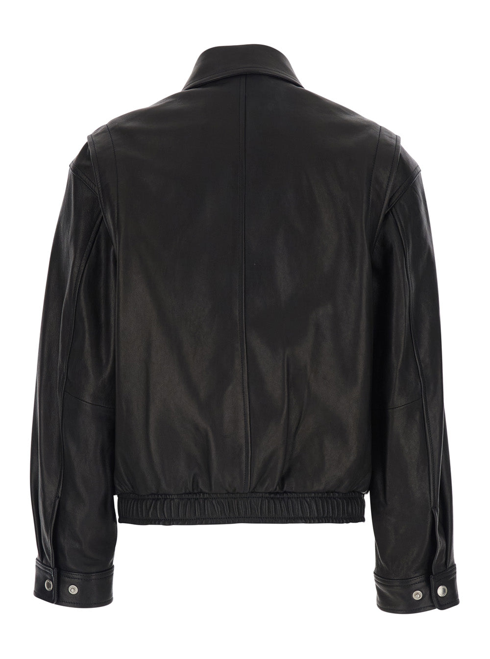 Jacket Udju6a105bkblack Black With Classic Leather Collar For Women Lamb