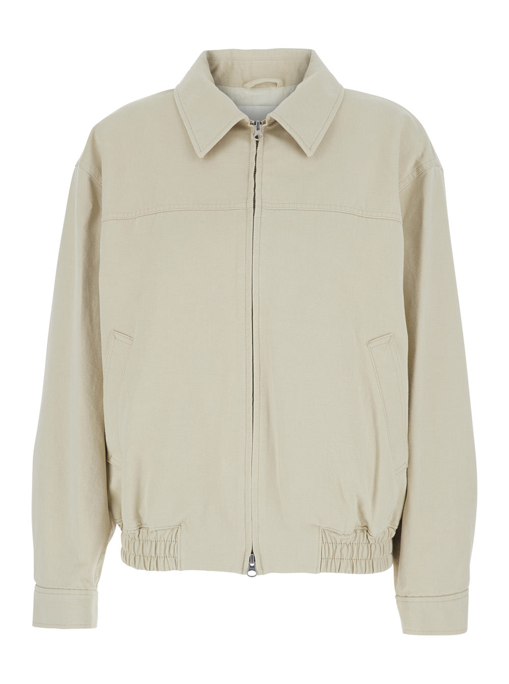 Beige jacket with classic collar in cotton woman Outerwear