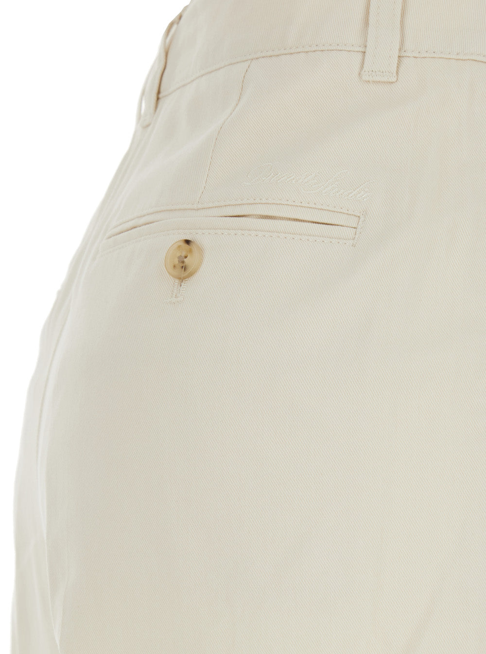White Pants with Front Pleats in Cotton Blend for Women Nylon Trousers