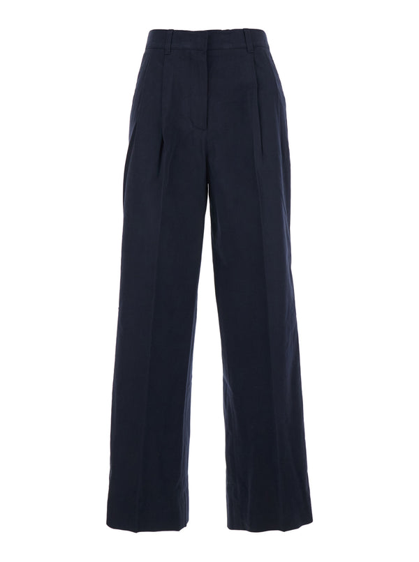 Trousers Blue Cotton Blend Nylon