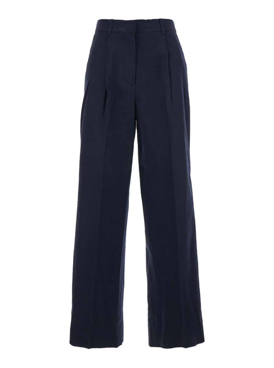 Trousers Blue Cotton Blend Nylon